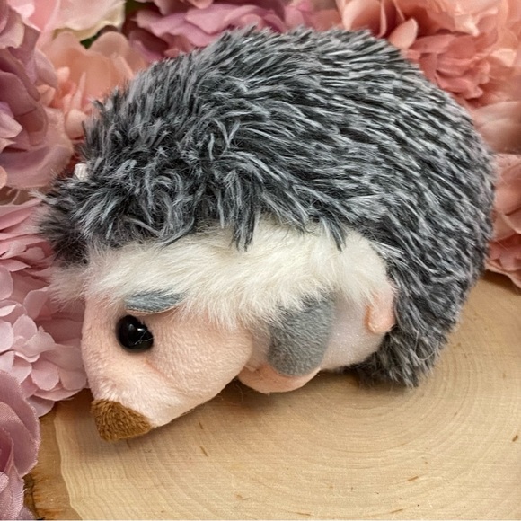 Fluffy Gray and White Hedgehog Keychain Charm - Picture 9 of 14